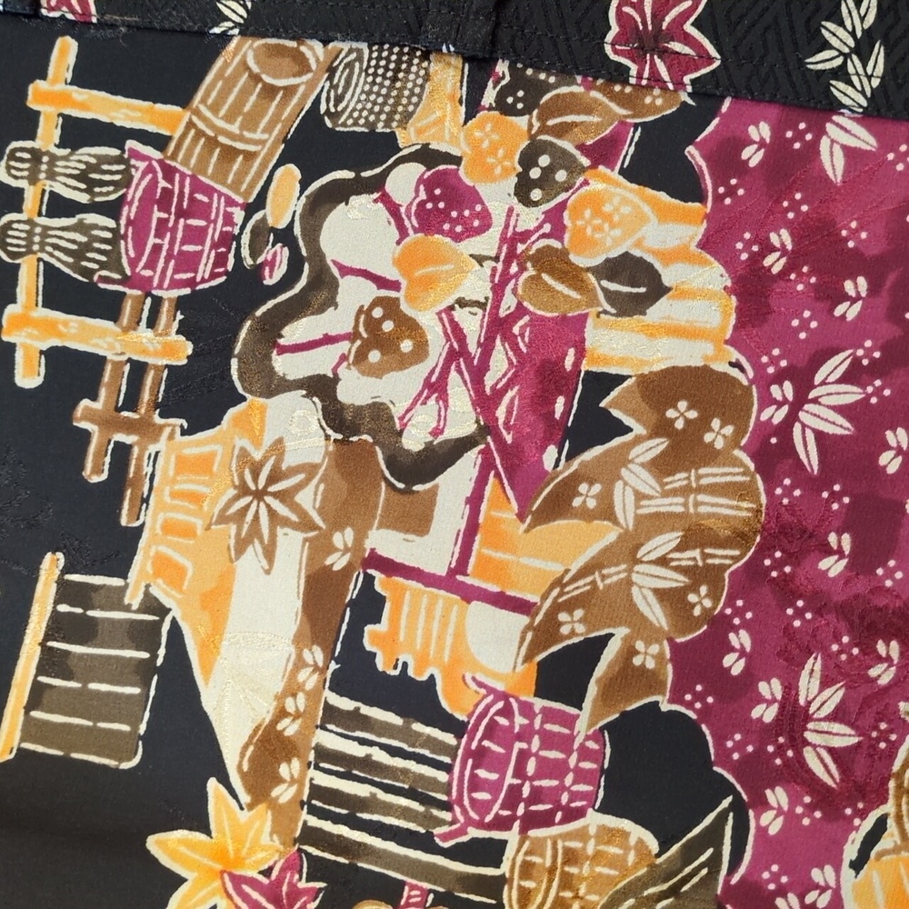 Chico's Vintage 100% Silk Asian Inspired Print Mandarin Collar Top Size 0 Small - Picture 10 of 11